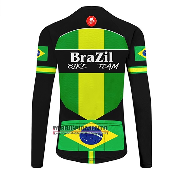 Abbigliamento Brasile 2020 Manica Lunga e Calzamaglia Con Bretelle Nero Verde - Clicca l'immagine per chiudere